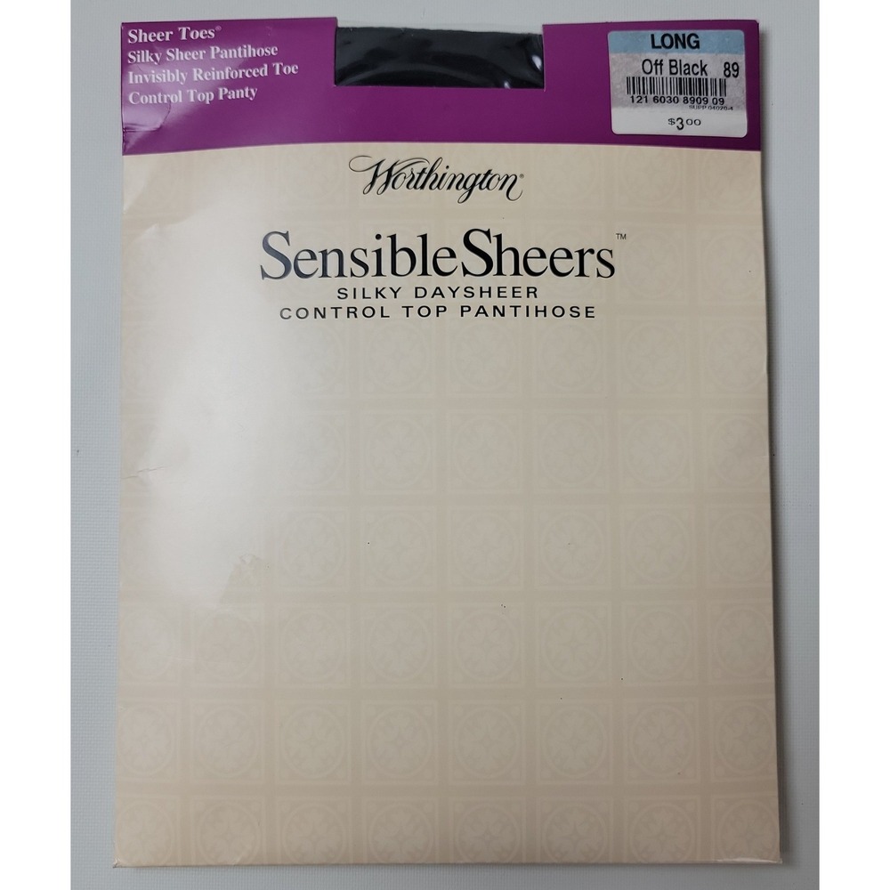 Worthington Sensible Sheers Control Top Pantihose Off Black Size Long 20 Denier
